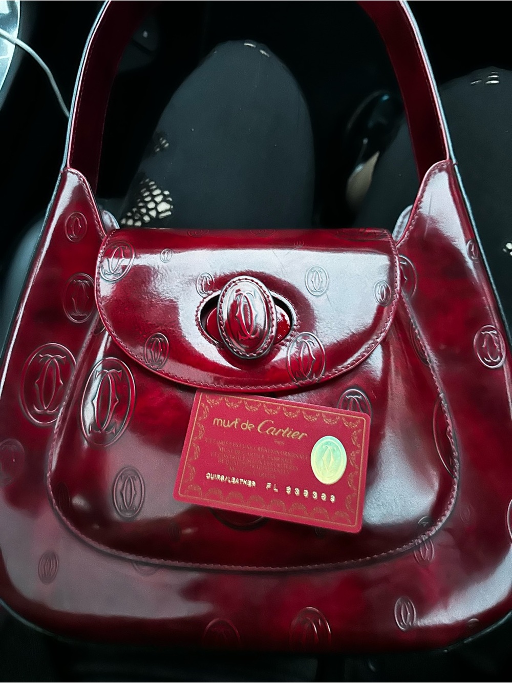 Cartier Glossy Burgundy Patent Shoulder Bag